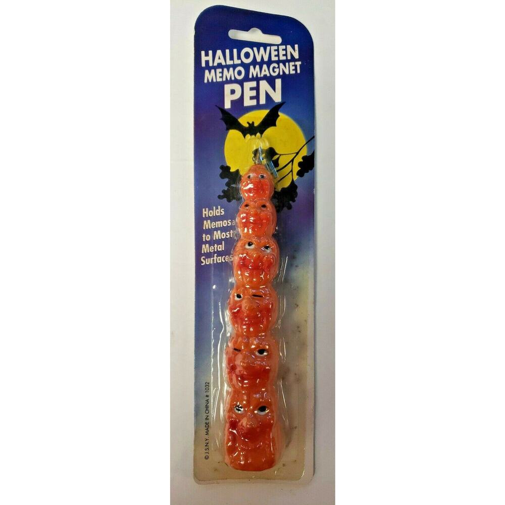 Vintage Halloween Memo Magnet Pen Stacked Pumpkins Vintage New Sealed U170